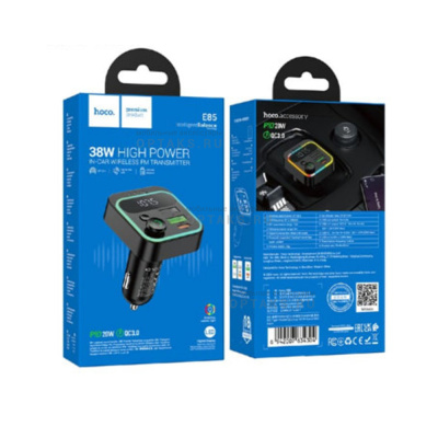 FM-модулятор HOCO E85, Tiger, Bluetooth, PD20W, QC3.0,  черный